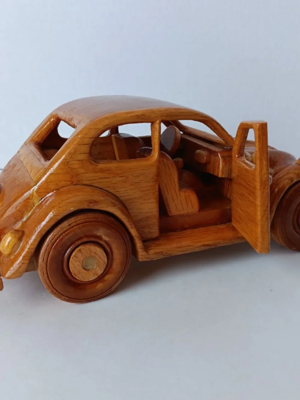Handmade Oak Model Volkswagen  - 10 in (L)  x 4.5 in (W) - Working Doors/Wheels
